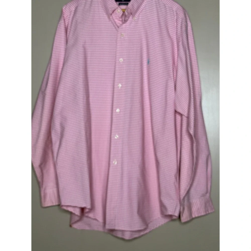 Polo Ralph Lauren Mens XL Pink Gingham Classic Fit Button Down Shirt Long Sleeve